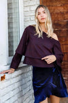 Royal Blue Velvet High Waisted Asymmetrical Ribbed Flare Hem Mini Skirt /1-2-1 - Tasha Apparel Wholesale