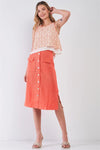 Sunny Apricot Orange Sleeveless Floral Crochet Layered Round Neck Flare Top /1-2-3-1 - Tasha Apparel Wholesale
