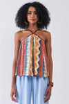Multicolor Tribal Pattern Print Sleeveless High Halter-Neck Relaxed Top /1-2-3-1 - Tasha Apparel Wholesale