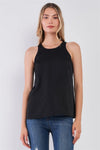 Simple Black Combo Sleeveless Crew Neck Cami Top /1-2-2-1 - Tasha Apparel Wholesale
