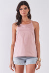 Blush Round Neck Sleeveless Criss-Cross Back Loose Fit Top /1-2-2-1