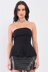 Black Strapless Fitted Flare Elegant Top /1-2-2-1 - Tasha Apparel Wholesale