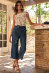 Ivory Floral Print Loose Fit Asymmetrical Cotton Ruched Hem One-Shoulder Top /1-2-2-1 - Tasha Apparel Wholesale