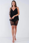 Black Satin Loose Fit Sleeveless Deep Plunge Double Wrap V-Neck Top /1-2-2-1 - Tasha Apparel Wholesale