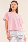 Pink&White Striped Bootlace Loop Chest Detail Self-Tie Back Relaxed Fit Shirt /1-2-2-1