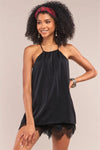 Black Satin Sleeveless Halter Tank Top /1-3-2 - Tasha Apparel Wholesale