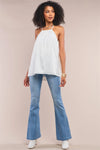 White Satin Sleeveless Halter Tank Top /1-2-2-1 - Tasha Apparel Wholesale