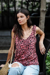 Pink Multi Color Leopard Print Self-Tie Straps Sleeveless Top /1-2-2 - Tasha Apparel Wholesale