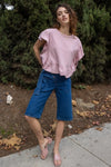 Mauve Cotton Ruffle Hem & Sleeve Details Top /1-2-2-1 - Tasha Apparel Wholesale