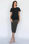 Black Floral Embroidery Hem Detail Short Sleeve Top /1-1-2 - Tasha Apparel Wholesale