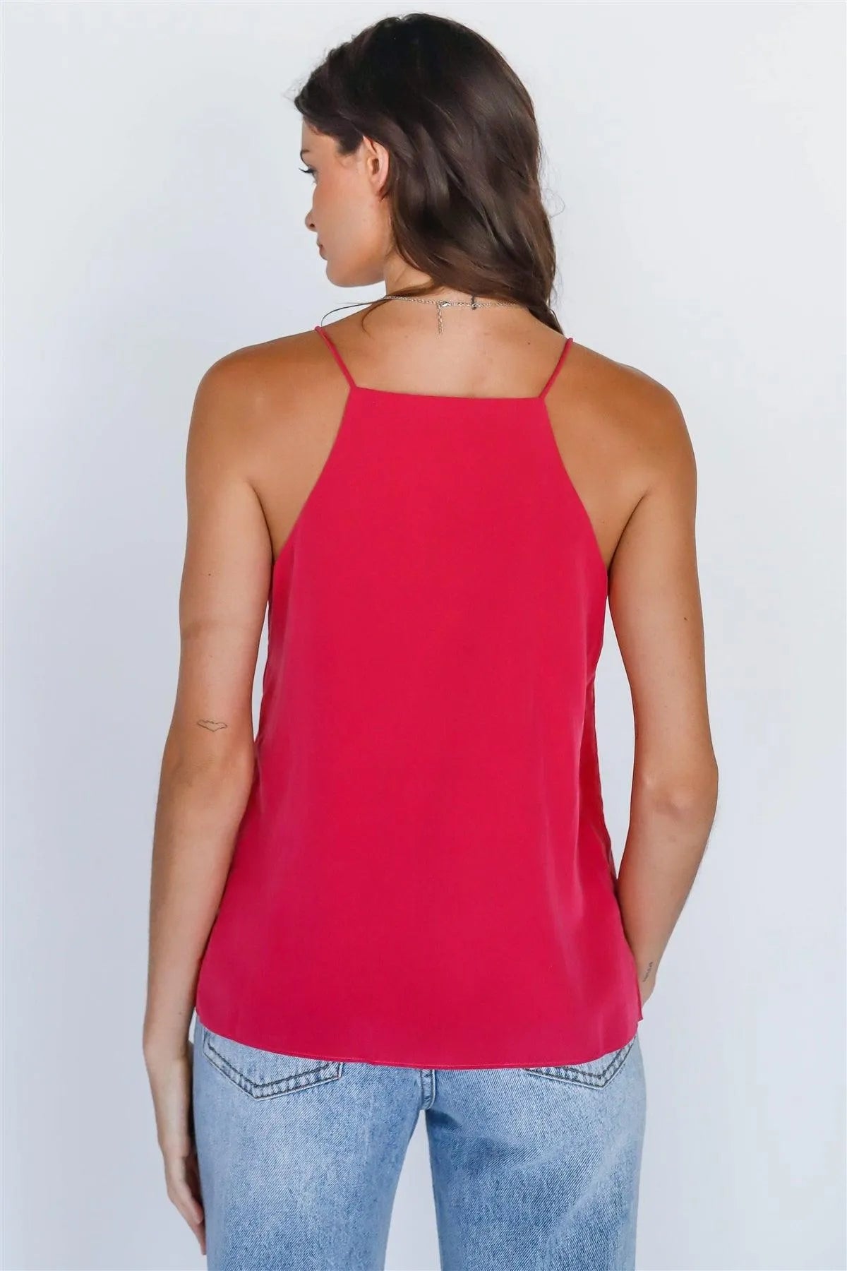 Berry Lace Down Trim Detail Sleeveless Top /1-3-2 - Tasha Apparel Wholesale