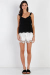 Black Lace Ruffle Detail Strap Cami Top /1-1-2 - Tasha Apparel Wholesale