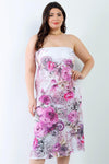 Junior Plus Pink Flower Print Sleeveless Midi Dress /2-2-2