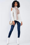 Cream Peek-A-Boo Shoulder Turtle Neck Sweater /4-2 - Tasha Apparel Wholesale