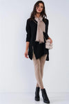 Charcoal Black V-Neck Asymmetrical Oversized Long Sleeve Gold Zipper Sweater - Tasha Apparel Wholesale