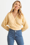 Cream Fuzzy Knit Wrap Long Sleeve Sweater/Cardigan /2-2-2