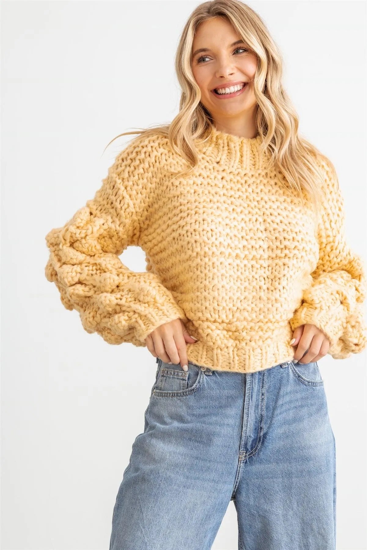 Butter Knit Mock Neck Long Sleeve Sweater /2-2-2 - Tasha Apparel Wholesale
