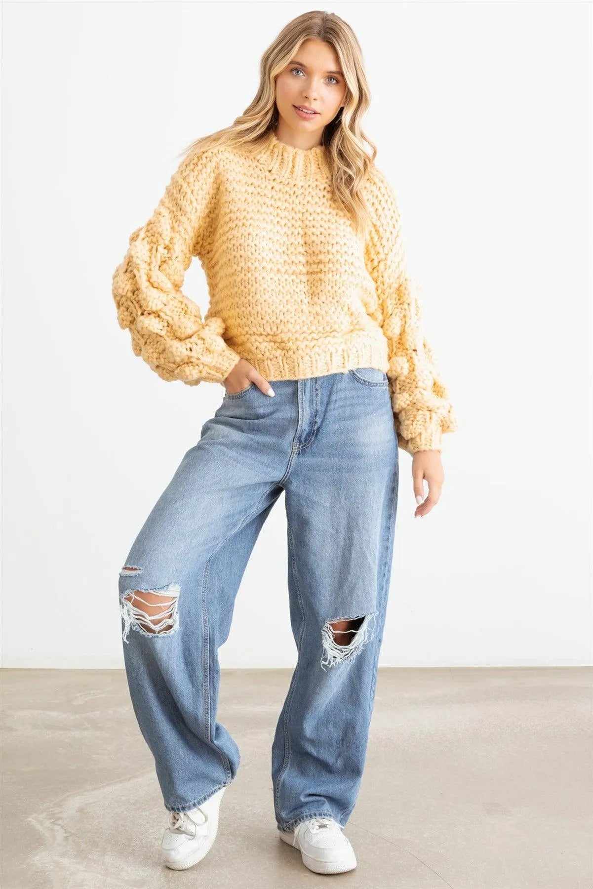 Butter Knit Mock Neck Long Sleeve Sweater /2-2-2 - Tasha Apparel Wholesale