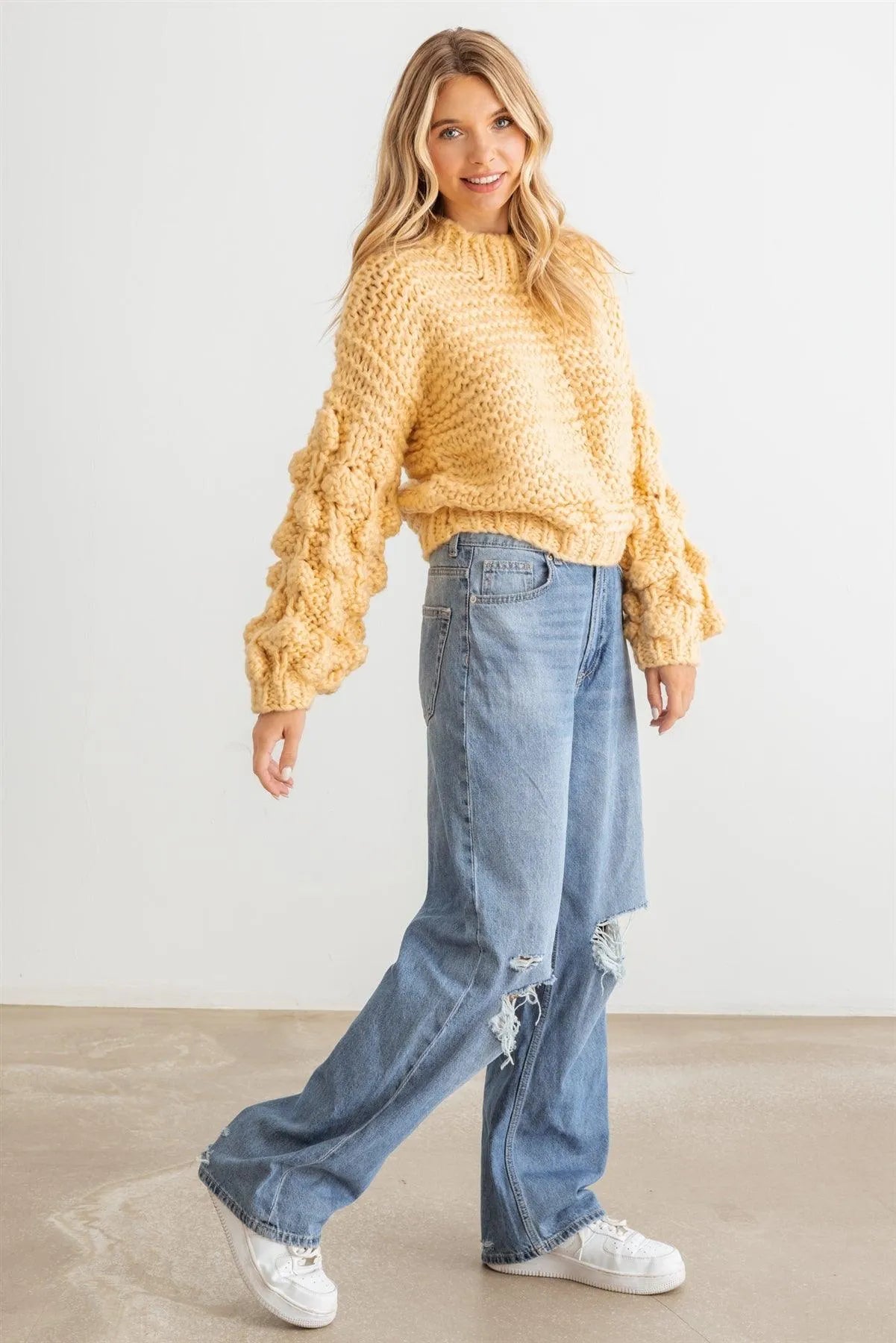 Butter Knit Mock Neck Long Sleeve Sweater /2-2-2 - Tasha Apparel Wholesale