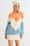 Apricot Natural Blue Colorblock Fuzzy Knit Long Sleeve Sweater /2-2-2 - Tasha Apparel Wholesale