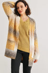 Brown Multi Knit Two Pocket Open Front Cardigan /2-2-2 - Tasha Apparel Wholesale