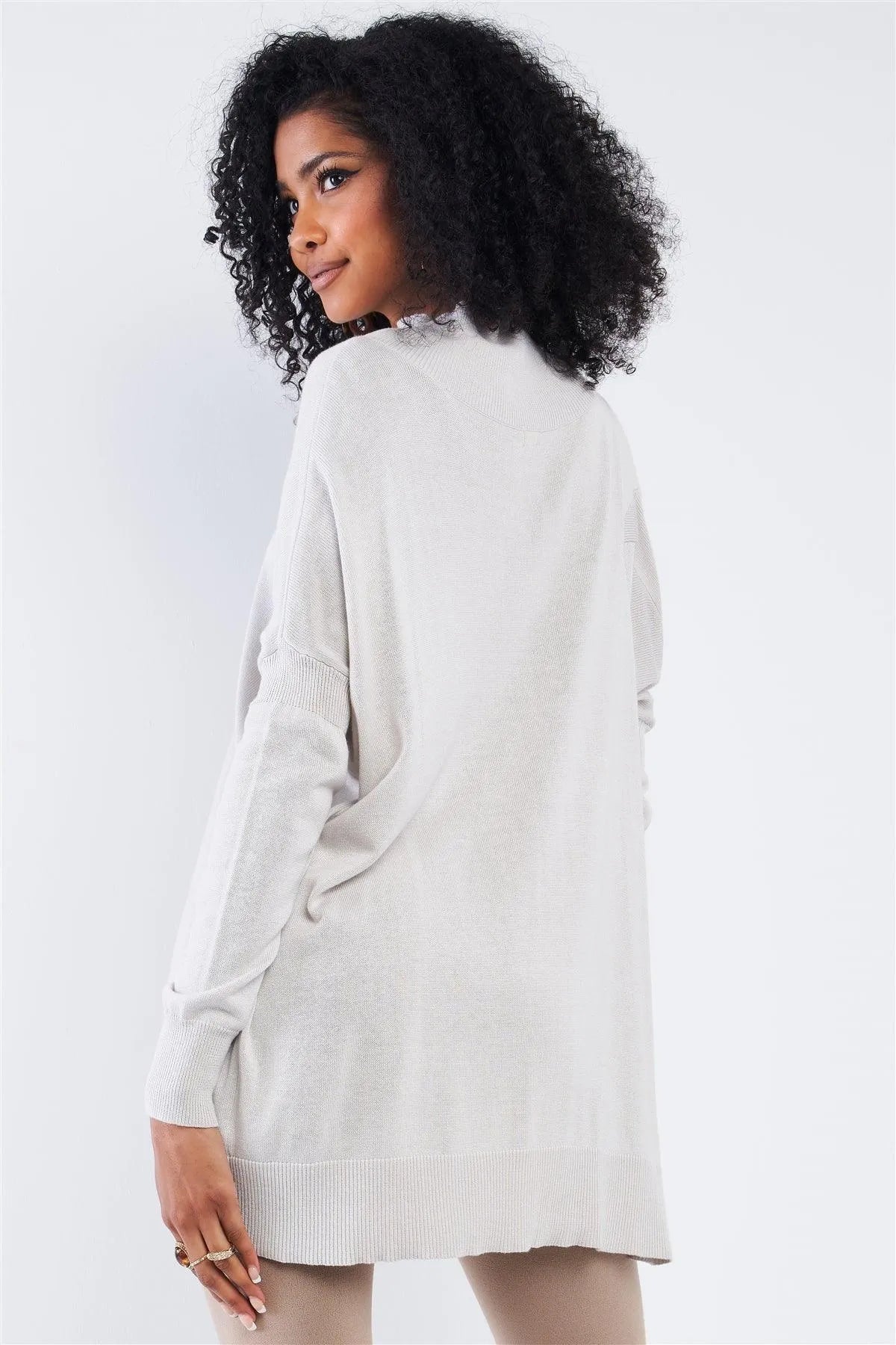 Silver Peek-A-Boo Shoulder Turtle Neck Sweater /4-2 - Tasha Apparel Wholesale