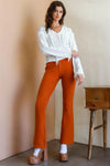 Off-White Knit Trim Detail Self-Tie V-Neck Sweater /2-1 - Tasha Apparel Wholesale