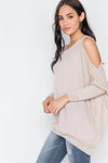Almond Asymmetrical Hem Seamed Sweater /3-2 - Tasha Apparel Wholesale