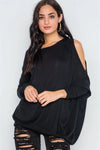 Black Asymmetrical Hem Seamed Sweater - Tasha Apparel Wholesale