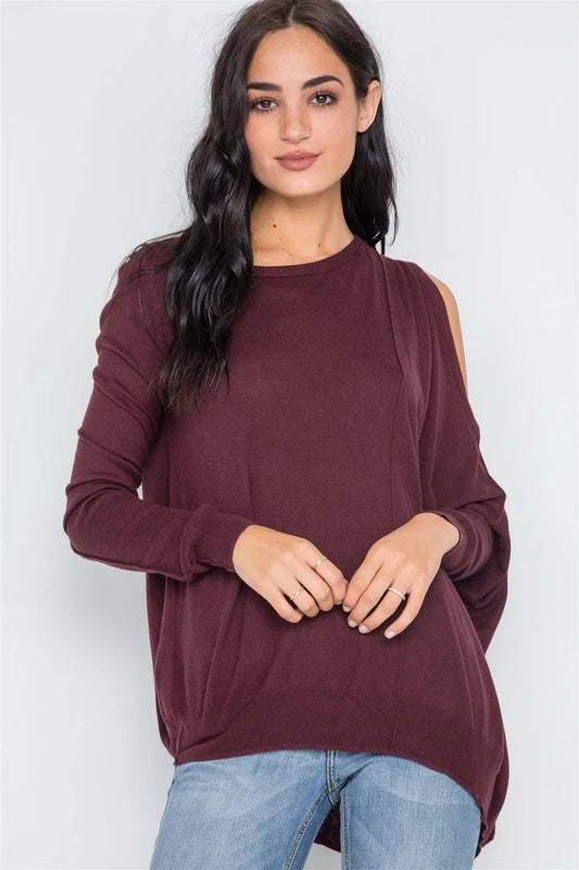 Bloody Cooper Asymmetrical Hem Seamed Sweater /3-2-1 - Tasha Apparel Wholesale