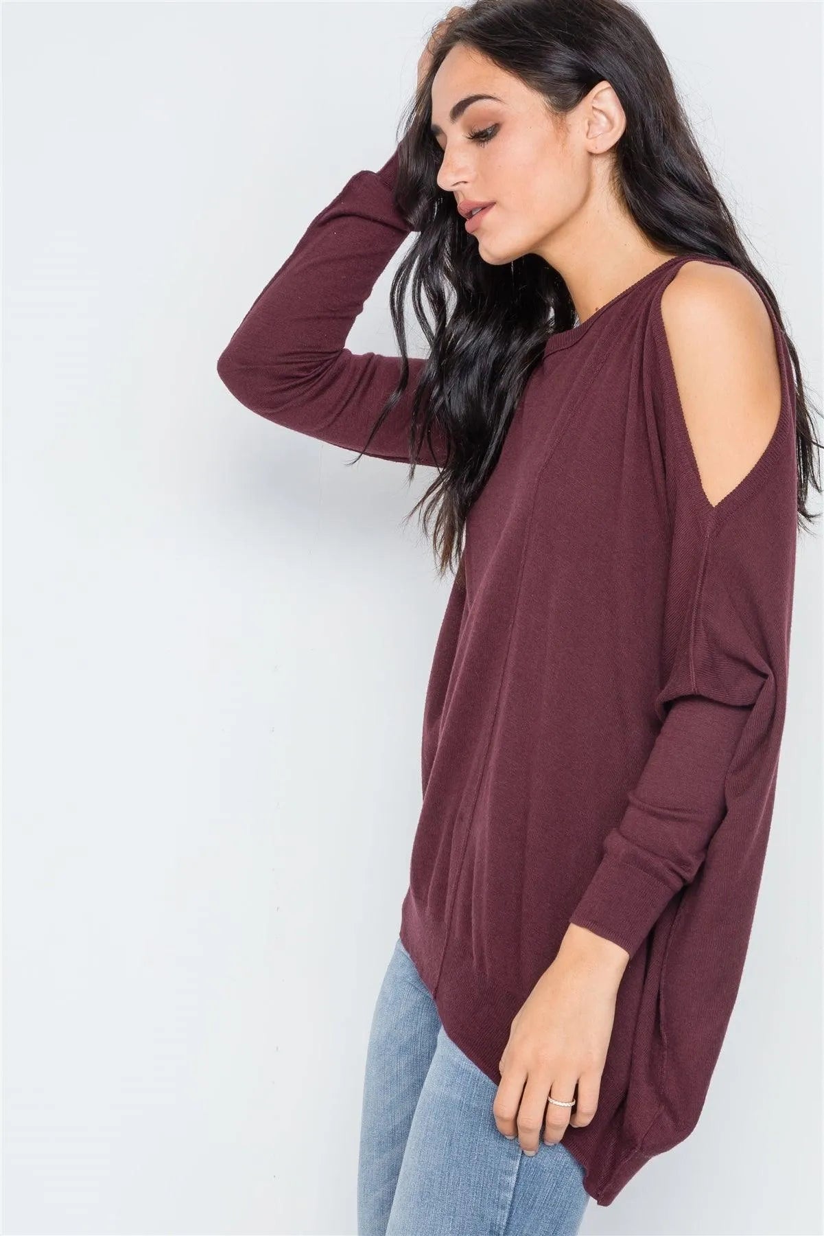 Bloody Cooper Asymmetrical Hem Seamed Sweater /3-2-1 - Tasha Apparel Wholesale