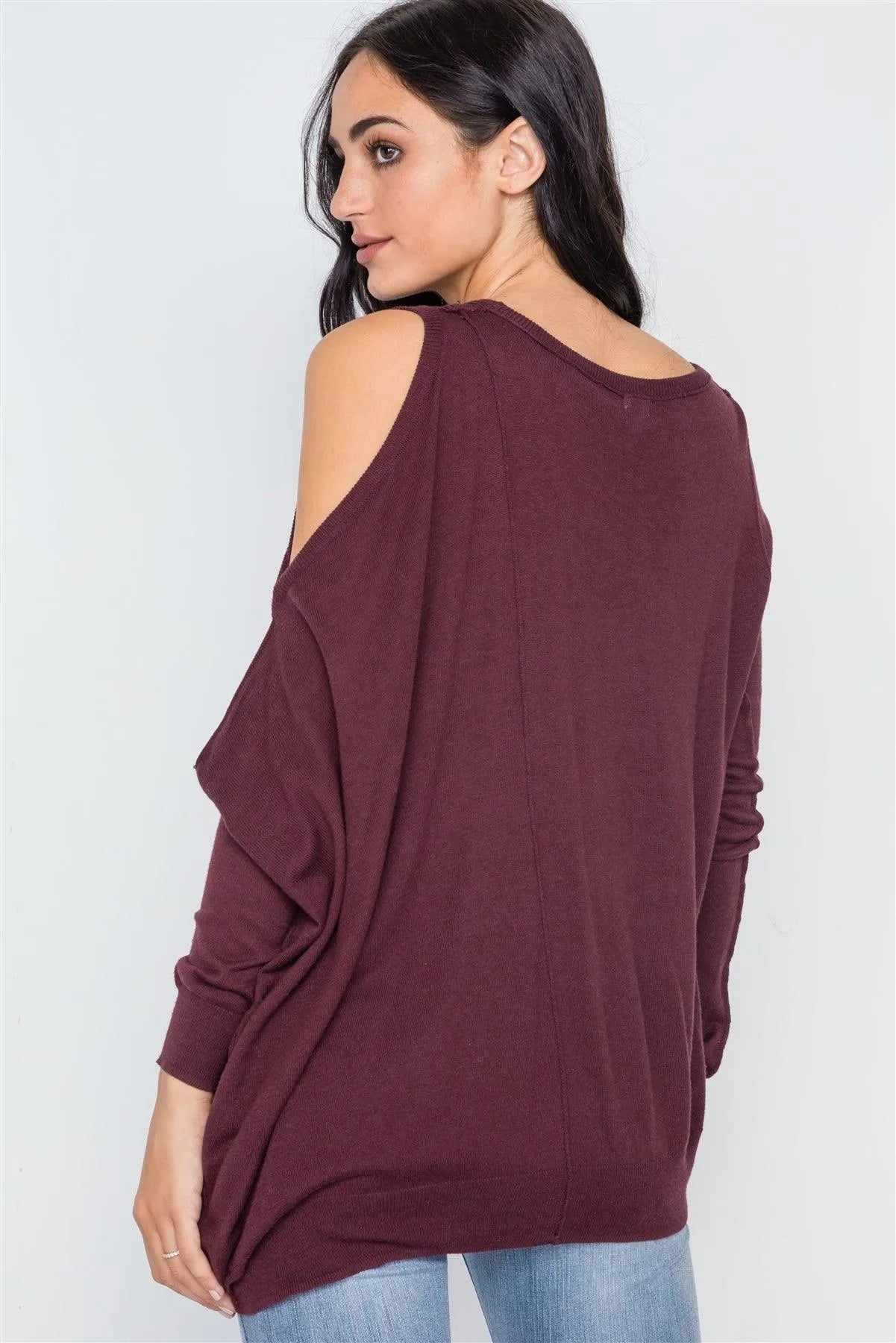 Bloody Cooper Asymmetrical Hem Seamed Sweater - Tasha Apparel Wholesale