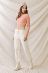 Cream Soft To Touch Elasticized Waist Pants /2-2