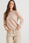 Sand Ribbed Crew Neck Puff Long Sleeve Top /2-2-2 - Tasha Apparel Wholesale