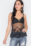 Black Sheer Embroidery Cami Top /3-2-1 - Tasha Apparel Wholesale