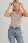 Floral & Paisley V-Neck Sleeveless Tank Top - Tasha Apparel Wholesale