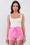 Ivory Rib Square Neck Sleeveless Fitted High Leg Bodysuit /2-2-2 - Tasha Apparel Wholesale