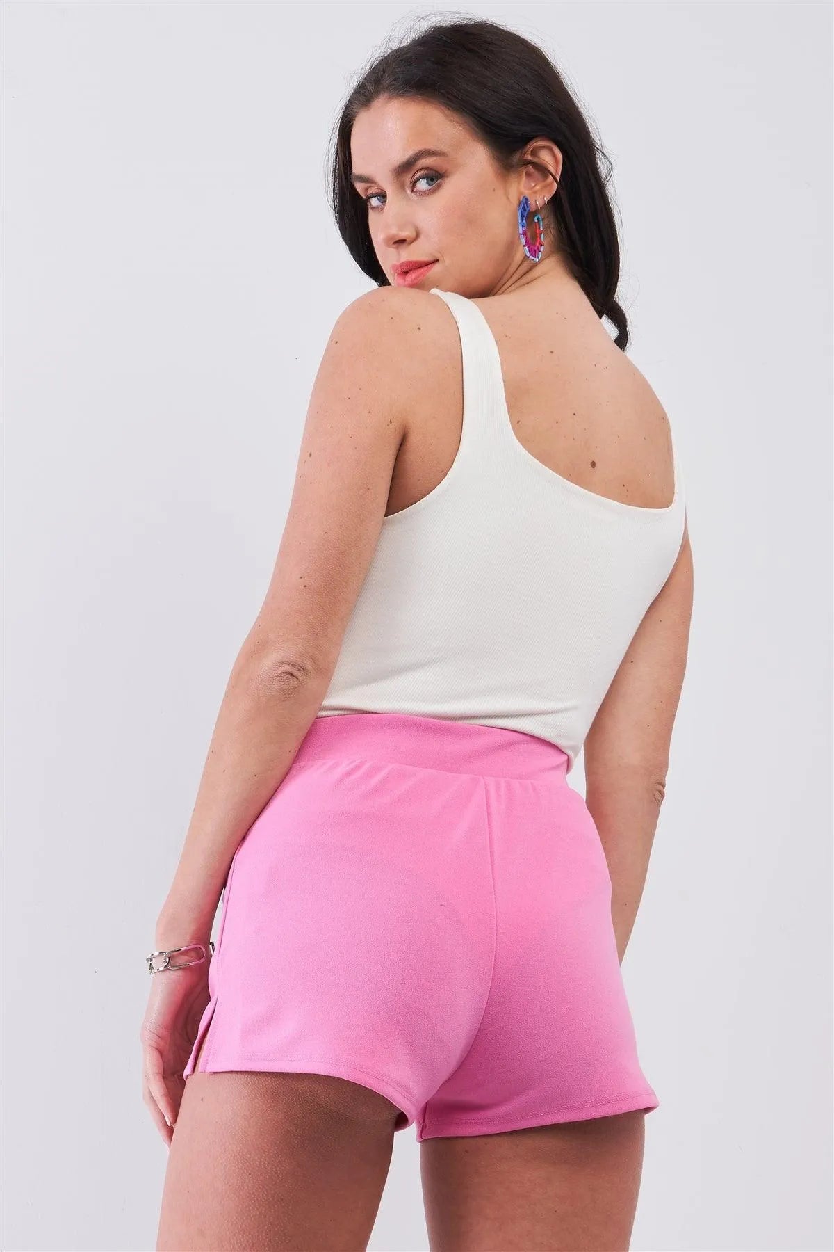 Ivory Rib Square Neck Sleeveless Fitted High Leg Bodysuit - Tasha Apparel Wholesale