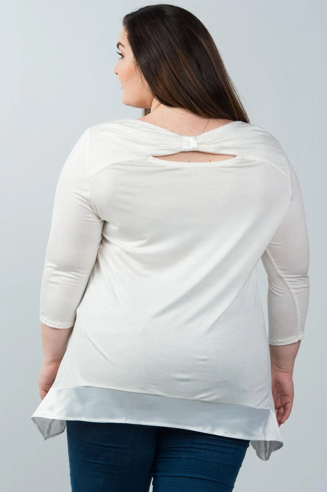 Ivory Plus Size Bow Back Keyhole Top /2-2-2 - Tasha Apparel Wholesale