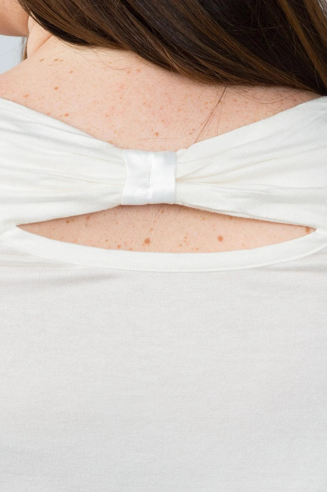 Ivory Plus Size Bow Back Keyhole Top /2-2-2 - Tasha Apparel Wholesale