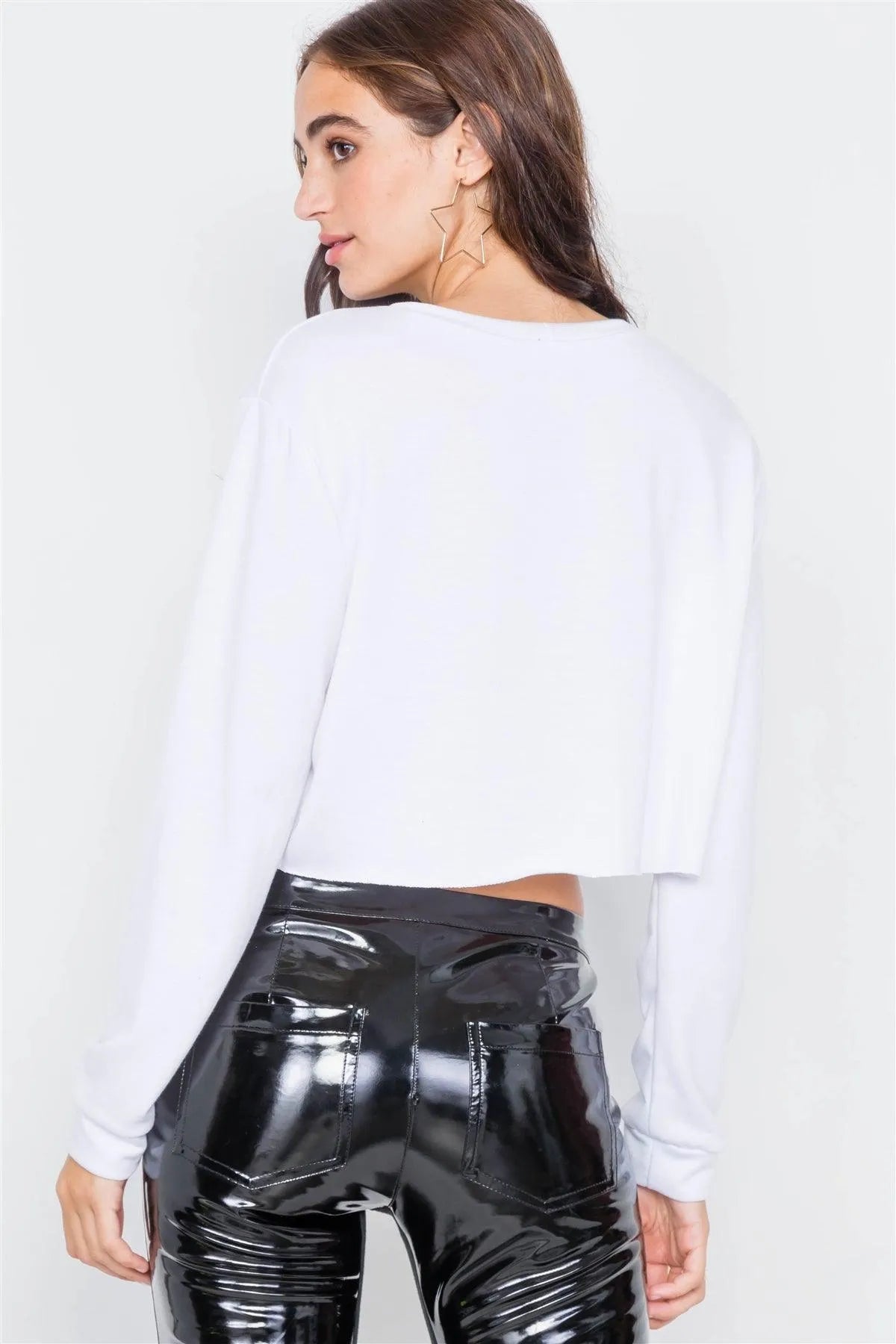 White "FEMME" Cozy Crop Top - Tasha Apparel Wholesale