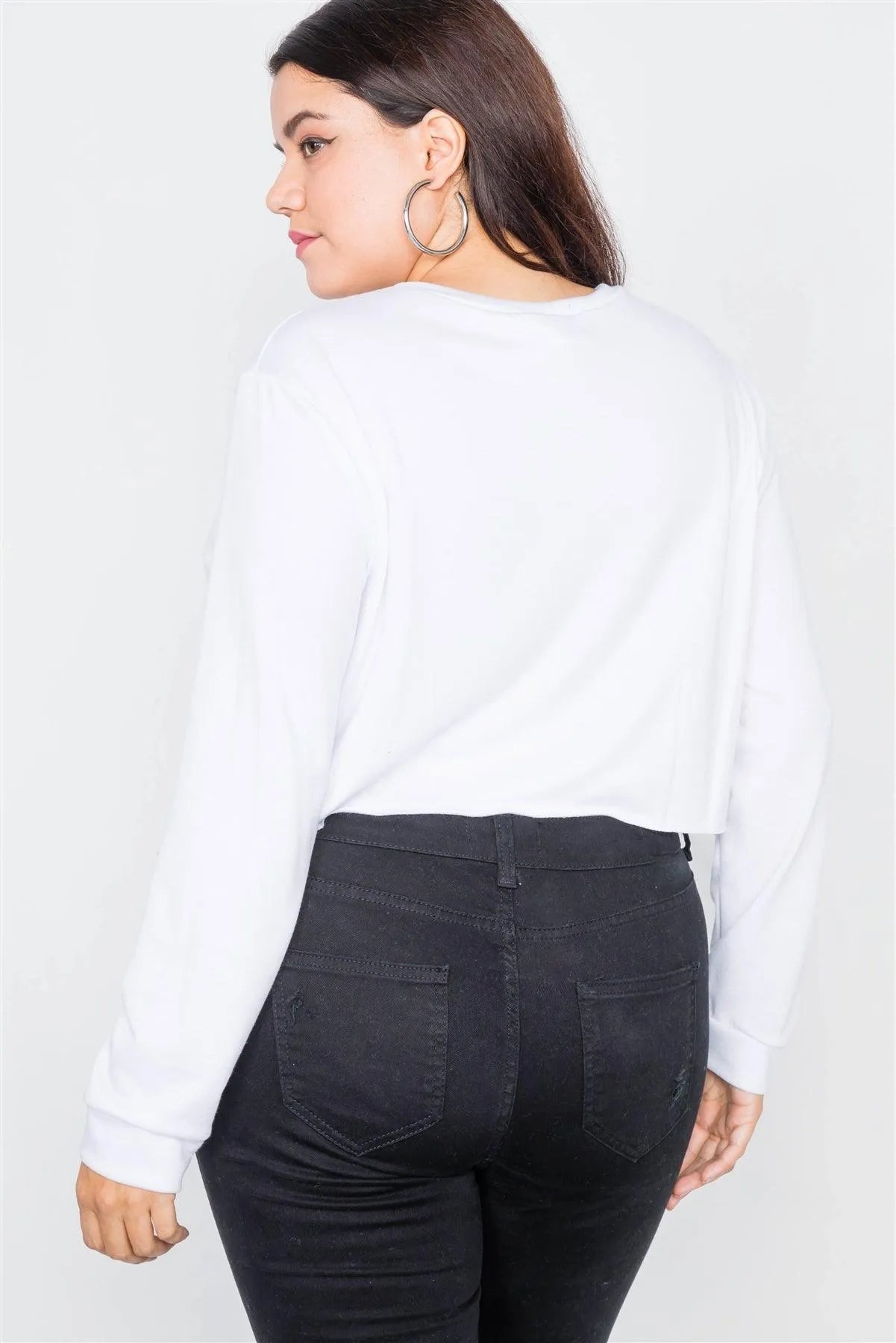 Junior Plus Size White 'FEMME" Cozy Crop Sweater /2-2-2 - Tasha Apparel Wholesale