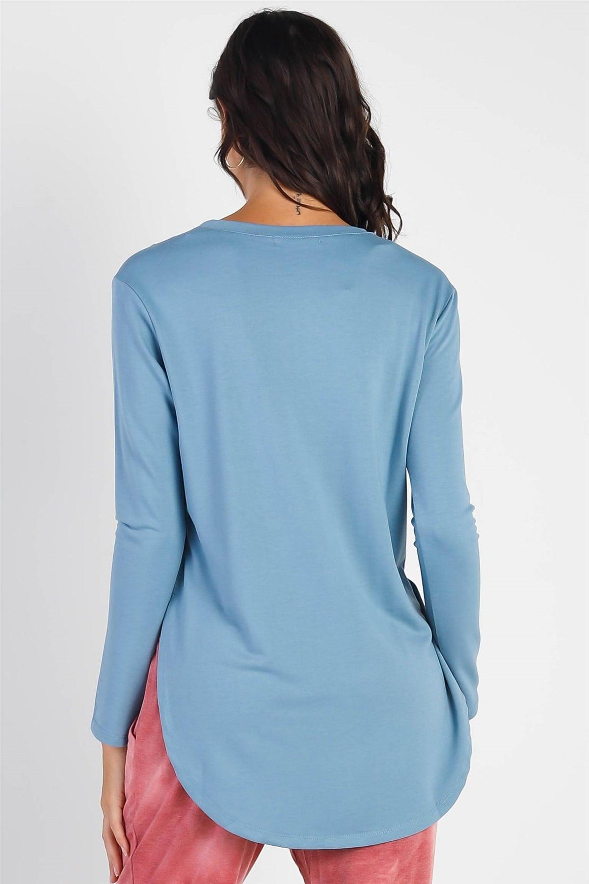 Blue Long Sleeve Relaxed Fit Top /3-1-2