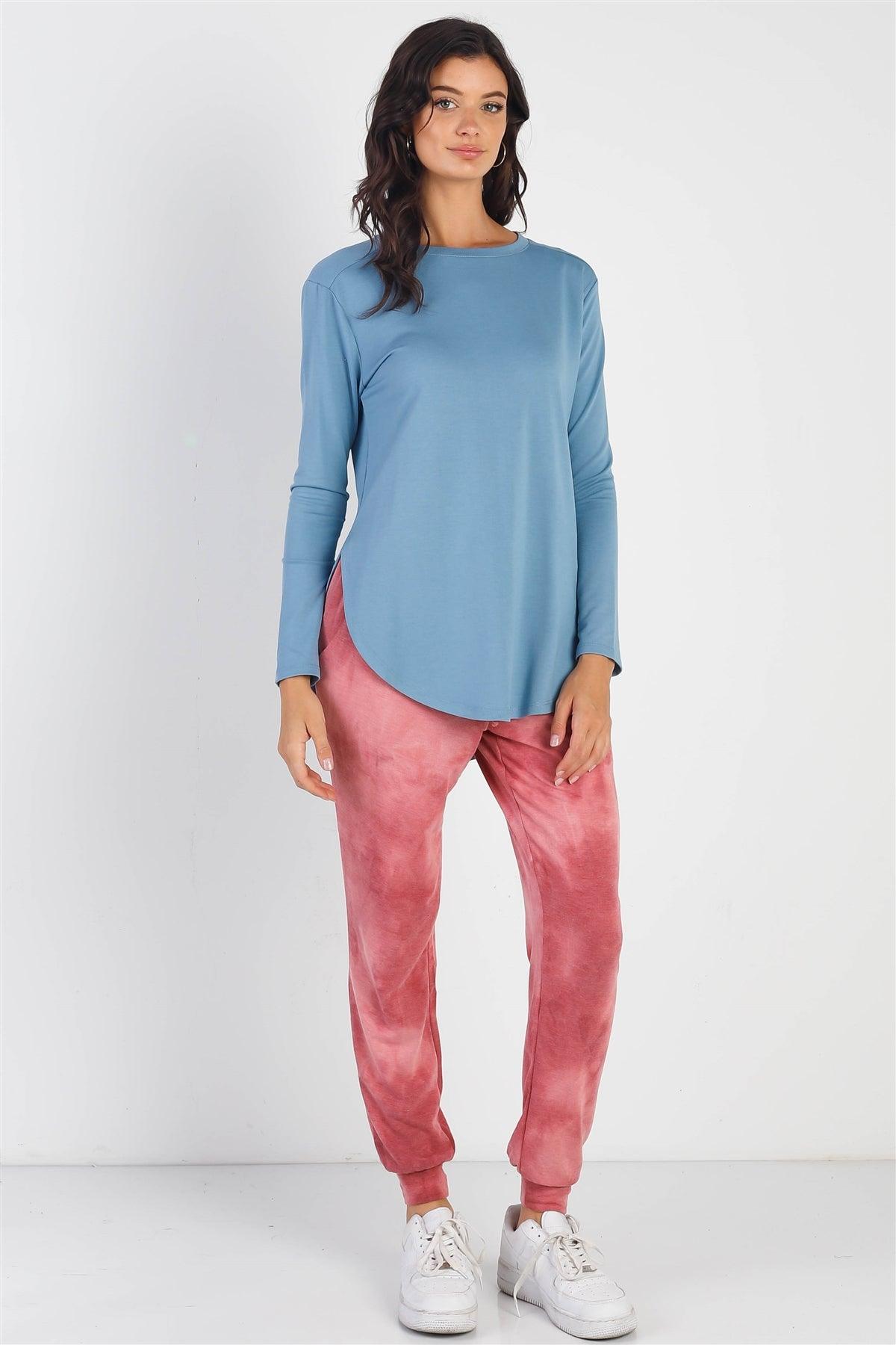 Blue Long Sleeve Relaxed Fit Top /3-1-2