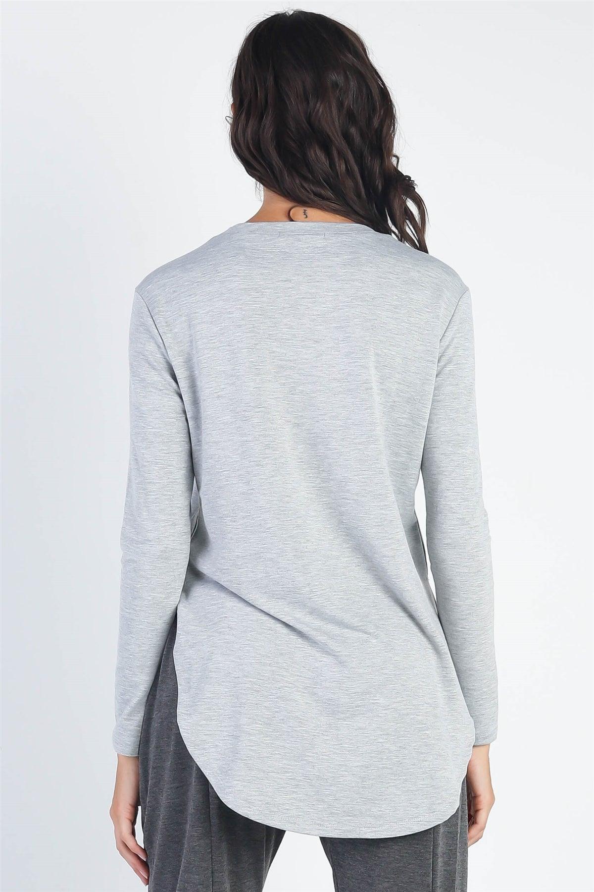 Heather Grey Long Sleeve Relaxed Fit Top /2-2-2
