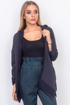 Navy French Terry Hoodie Cardigan /2-2-1 - Tasha Apparel Wholesale