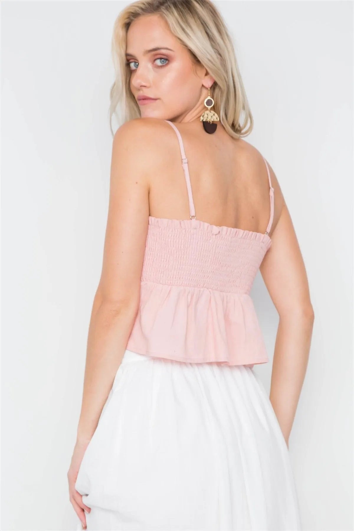Pink Cami Strap Front Self Tie Top /3-2-1 - Tasha Apparel Wholesale