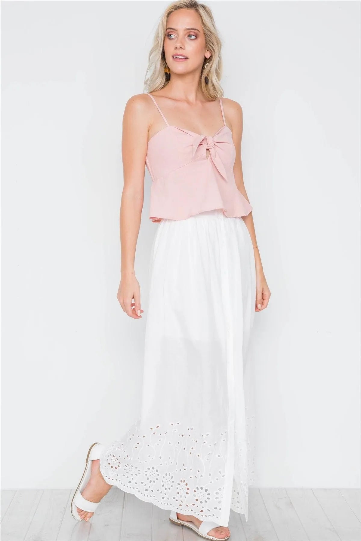 Pink Cami Strap Front Self Tie Top /3-2-1 - Tasha Apparel Wholesale