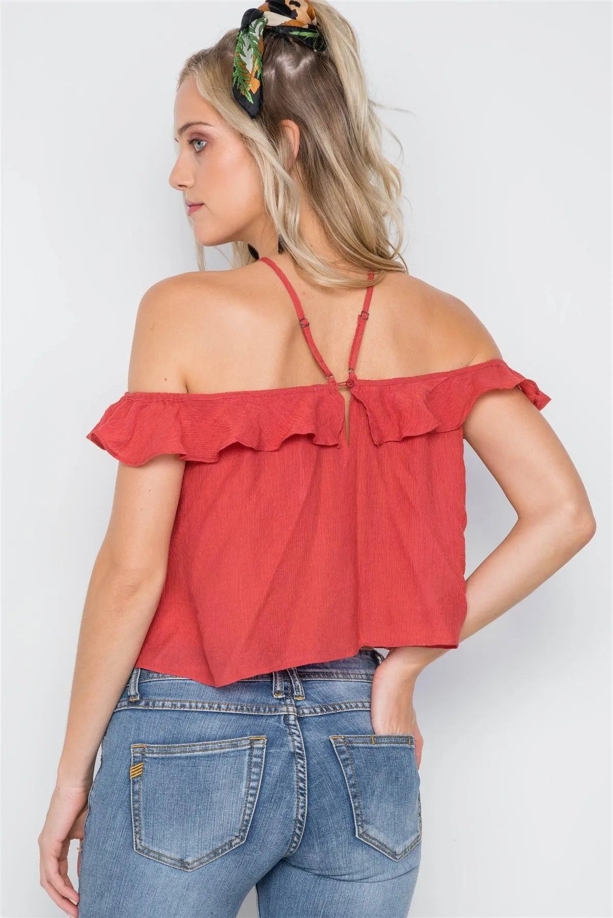 Clay Ruffle Layer Halter Top /3-2-1 - Tasha Apparel Wholesale