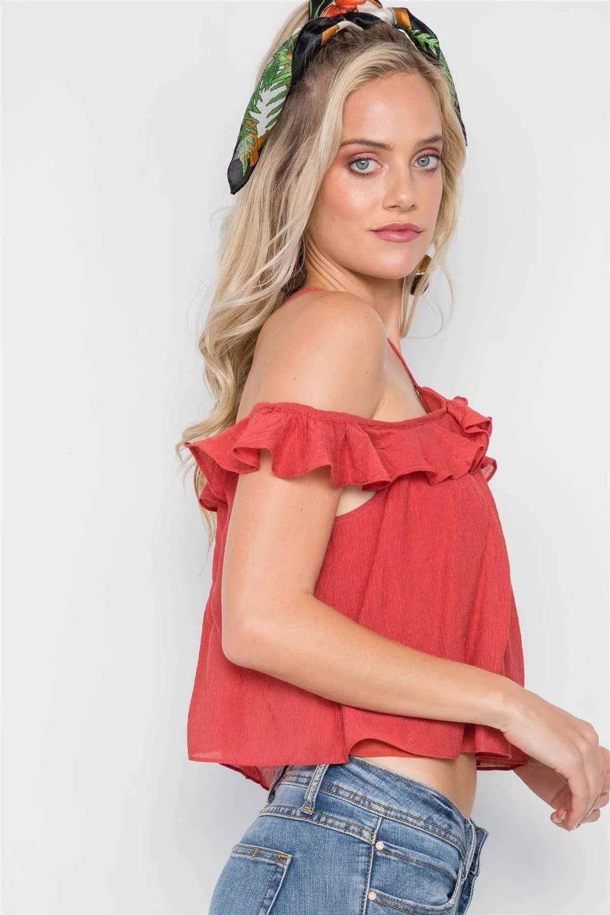 Clay Ruffle Layer Halter Top /3-2-1 - Tasha Apparel Wholesale